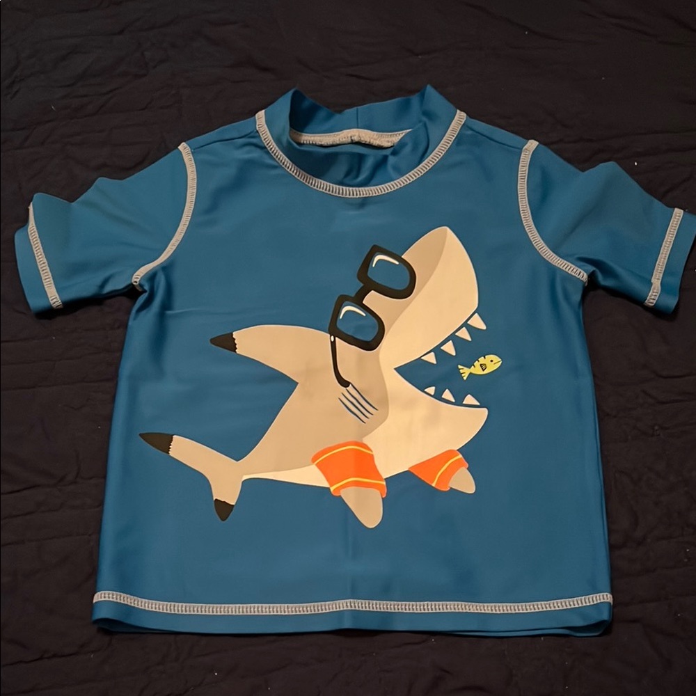 Carter's Blue Rashguard with Shark Design 2T